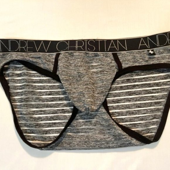 Andrew Christian Other - Rare - AC - "Sheer" Striped Brief - Grey/Black  (ACGStripe)